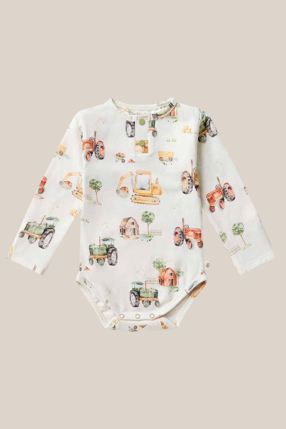 Snuggle Hunny Diggers & Tractors Long Sleeve Organic Bodysuit