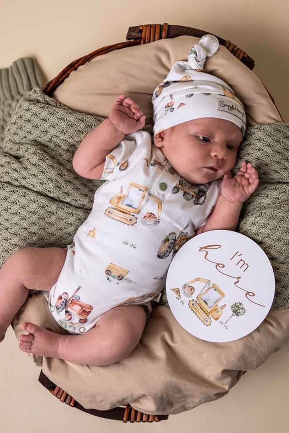 Snuggle Hunny Diggers & Tractors Short Sleeve Organic Bodysuit