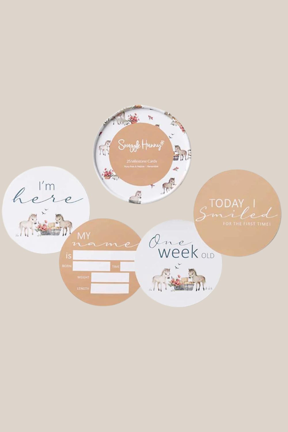 Snuggle Hunny Pony Pals & Pebble Reversible Milestone Cards