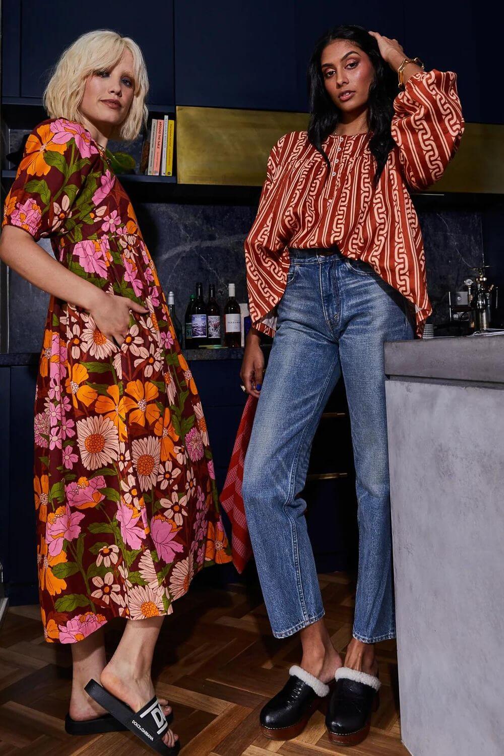 Sage x Clare Benita Puff Sleeve Maxi Dress