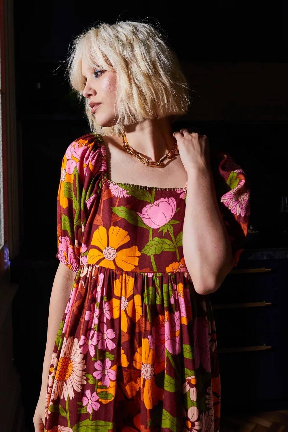 Sage x Clare Benita Puff Sleeve Maxi Dress