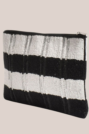 Adorne Hand Beaded Stripe Event Clutch