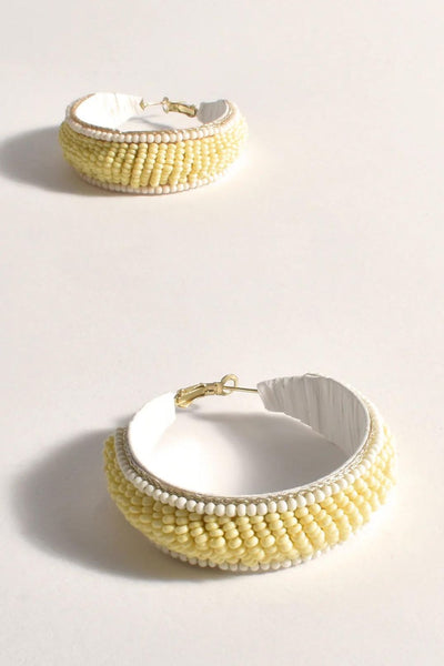 Adorne Edge Detail Beaded Hoop Earrings