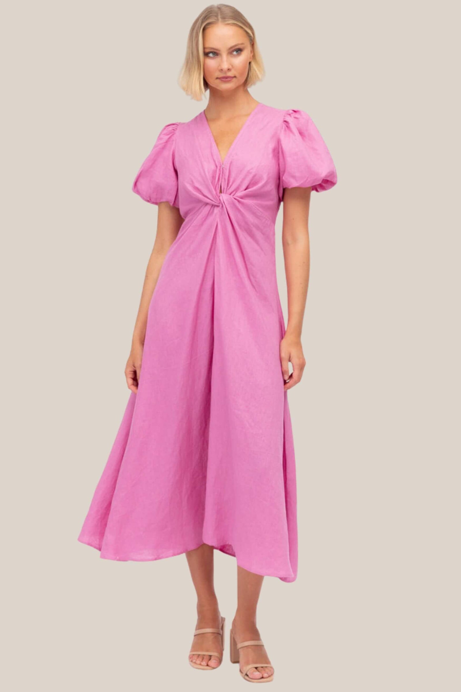 Aurora Puff Sleeve Midi Dress
