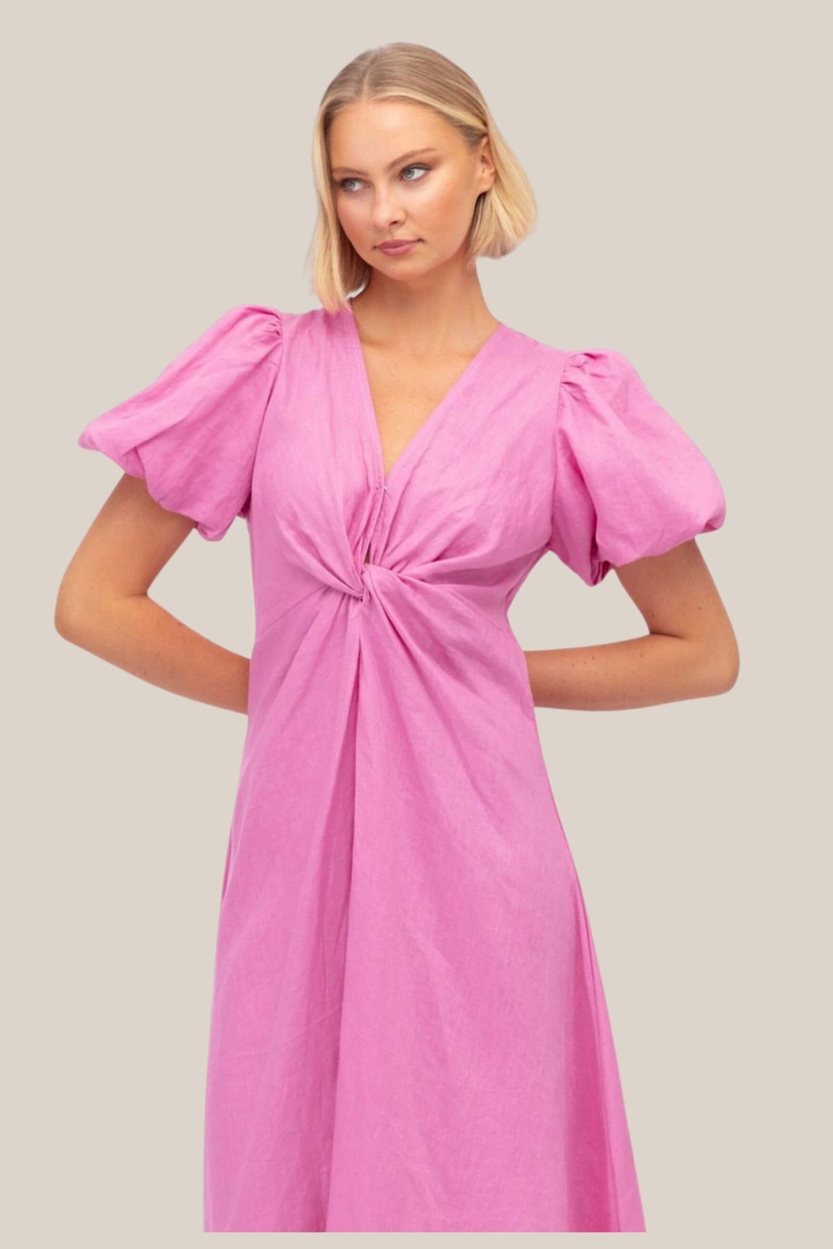 Aurora Puff Sleeve Midi Dress