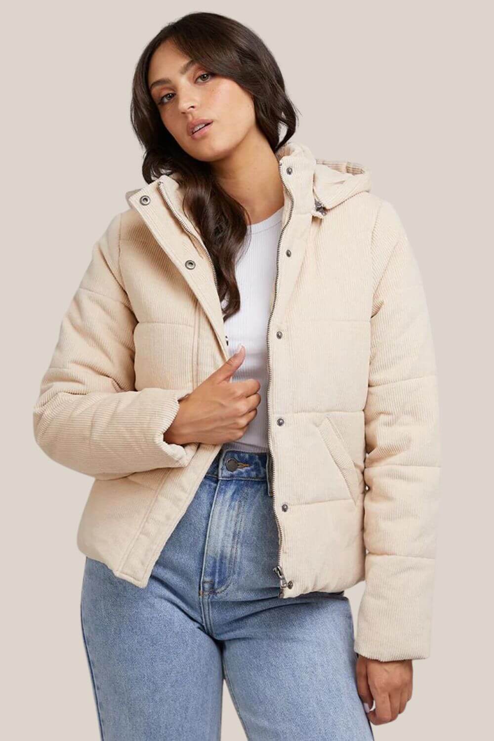 All About Eve Cali Cord Puffer Jacket