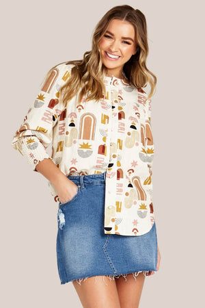 Sass Roxy Shirred Cuff Blouse