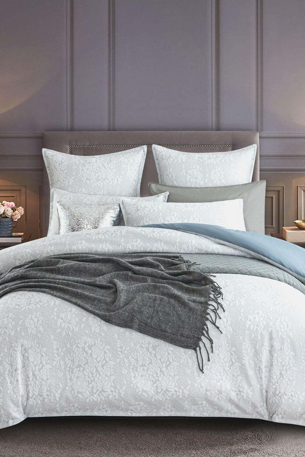 Renee Taylor Chloe Jersey Jacquard Quilt Cover Set - Queen