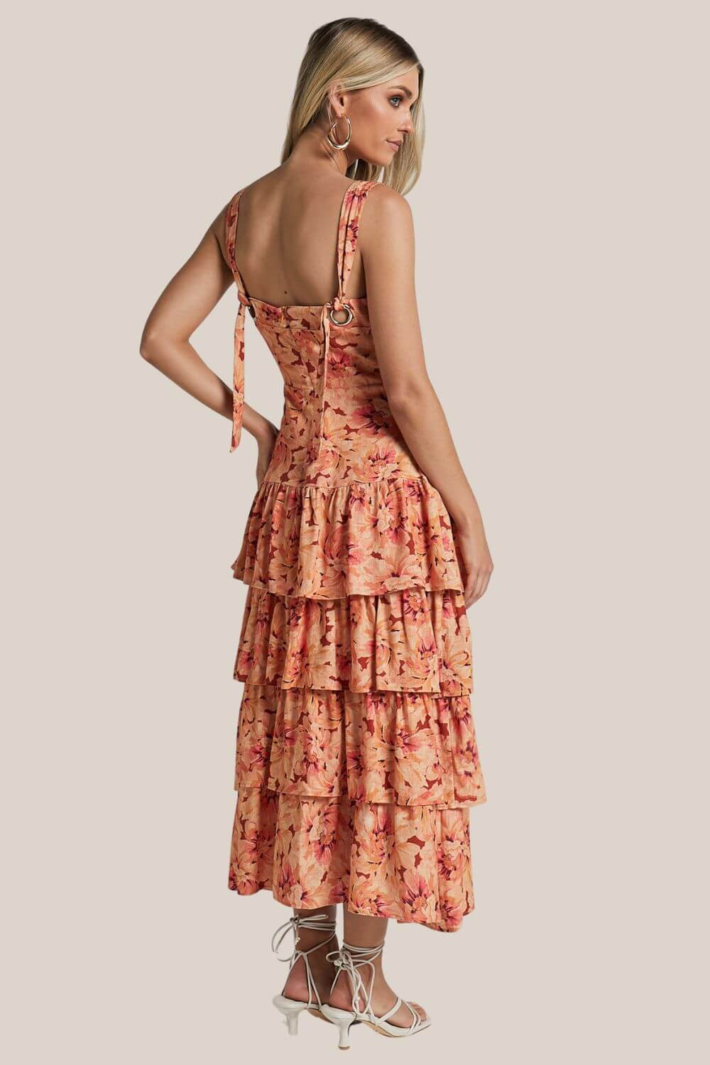 Amalie The Label Adela Linen Blend Tiered Midi Dress