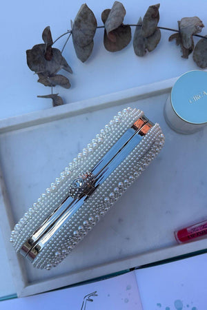 BoElle Beaded Pearl Clutch