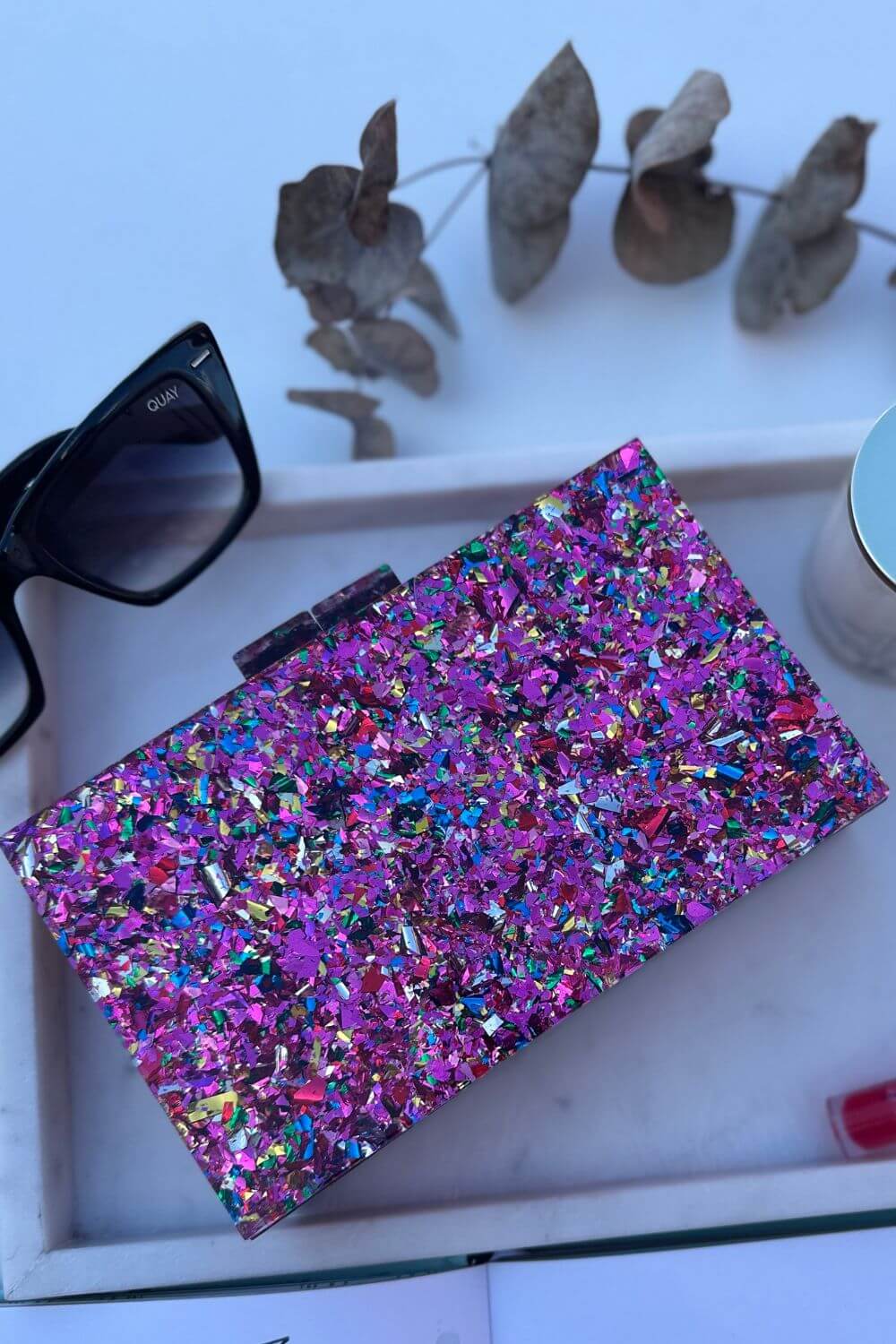 BoElle Glitter Square Evening Clutch