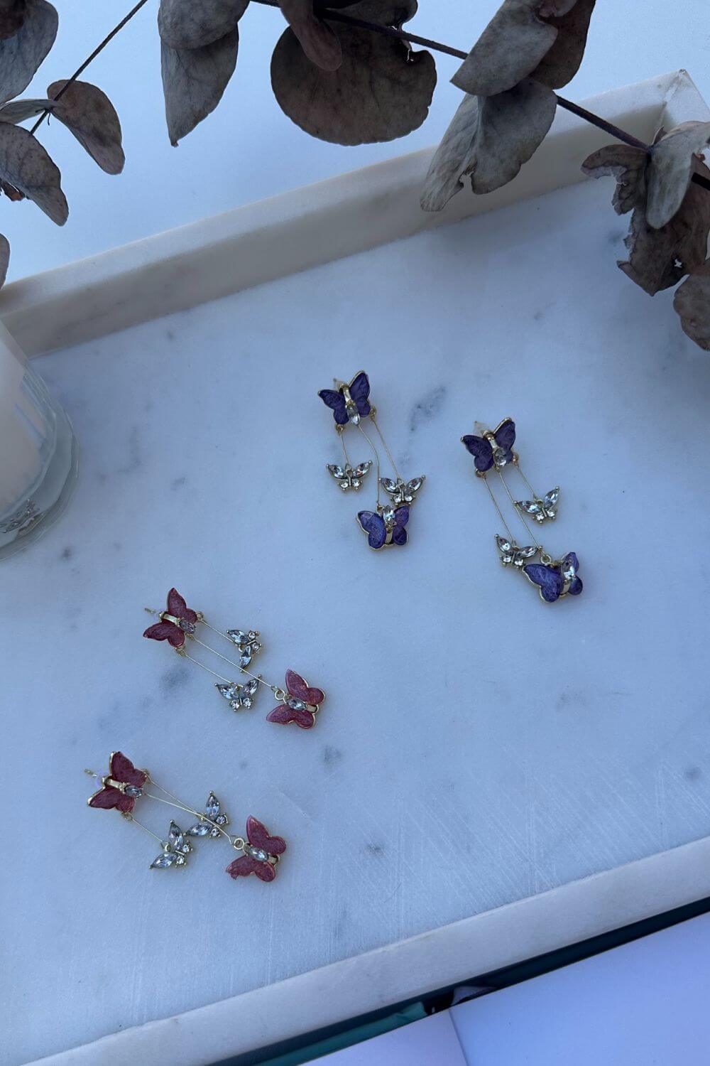 BoElle Whimsical Butterfly Drop Earrings