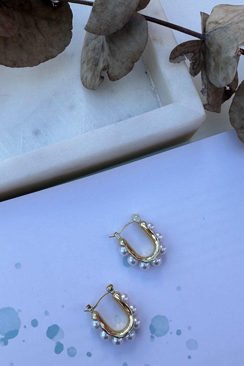 BoElle Mini Pearl Hoop Earrings