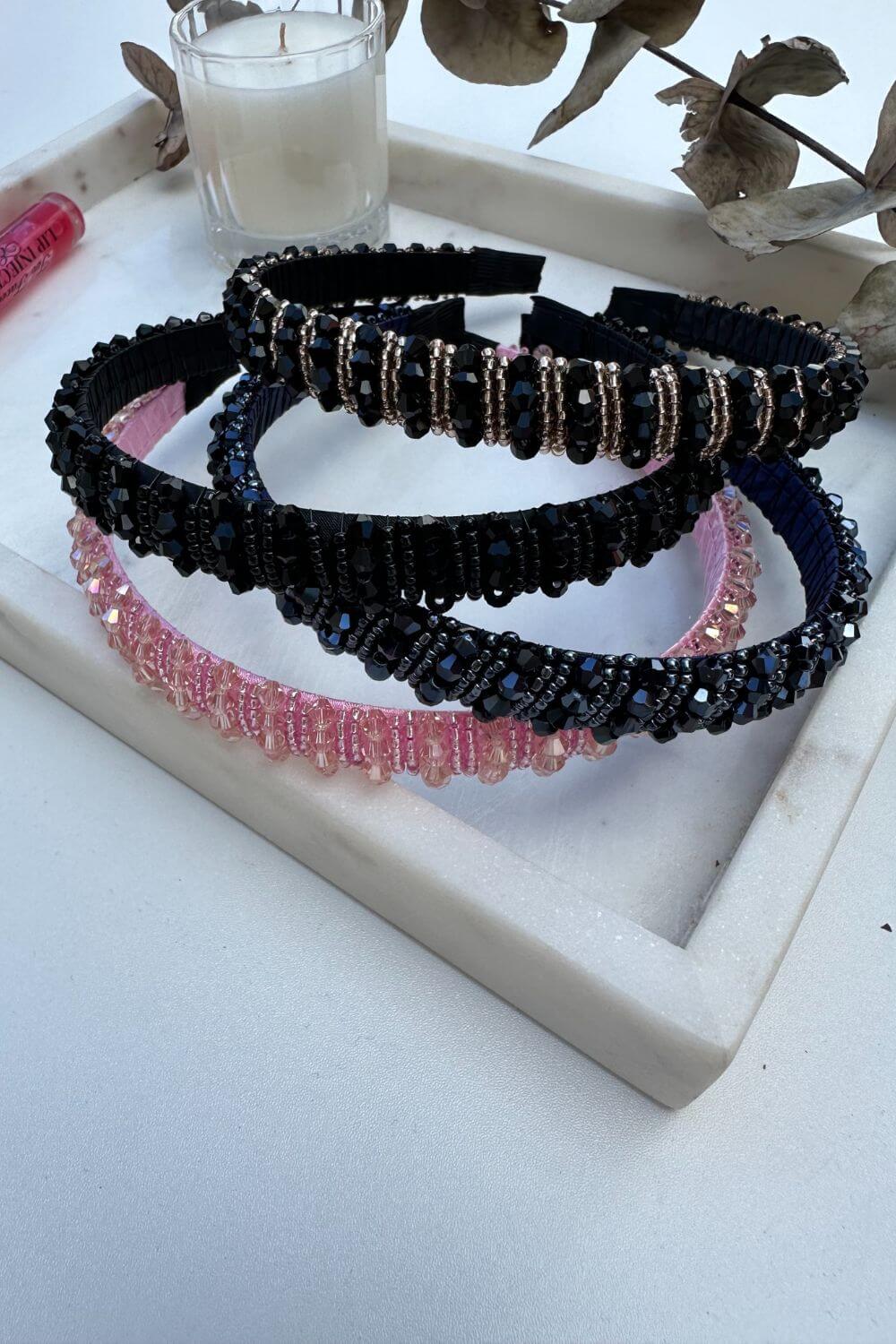 BoElle Simple Crystal Beaded Headband