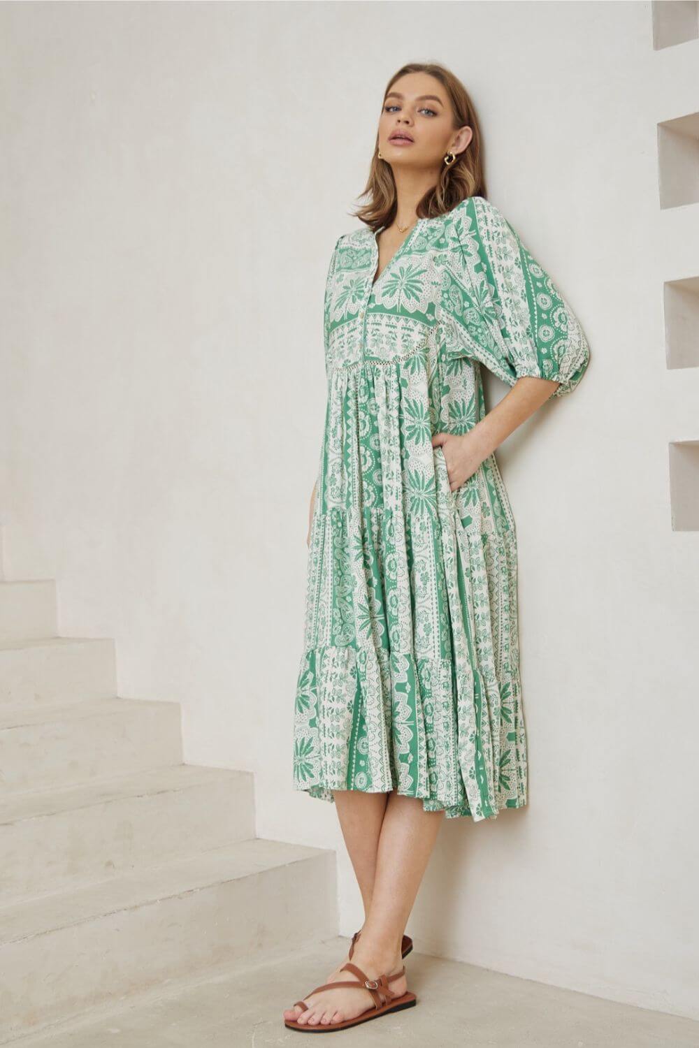 Indi Printed Midi Dress