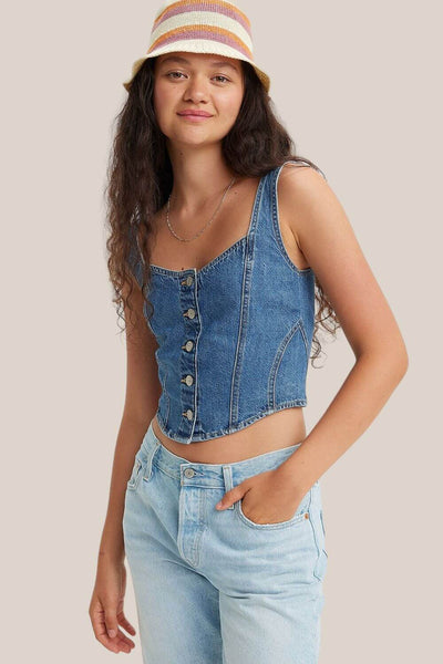 Levi Womens Alani Denim Corset Top