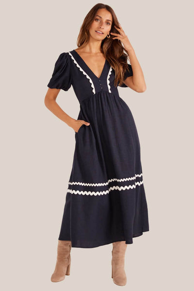 Mink Pink Lucy Rik Rak Midi Dress