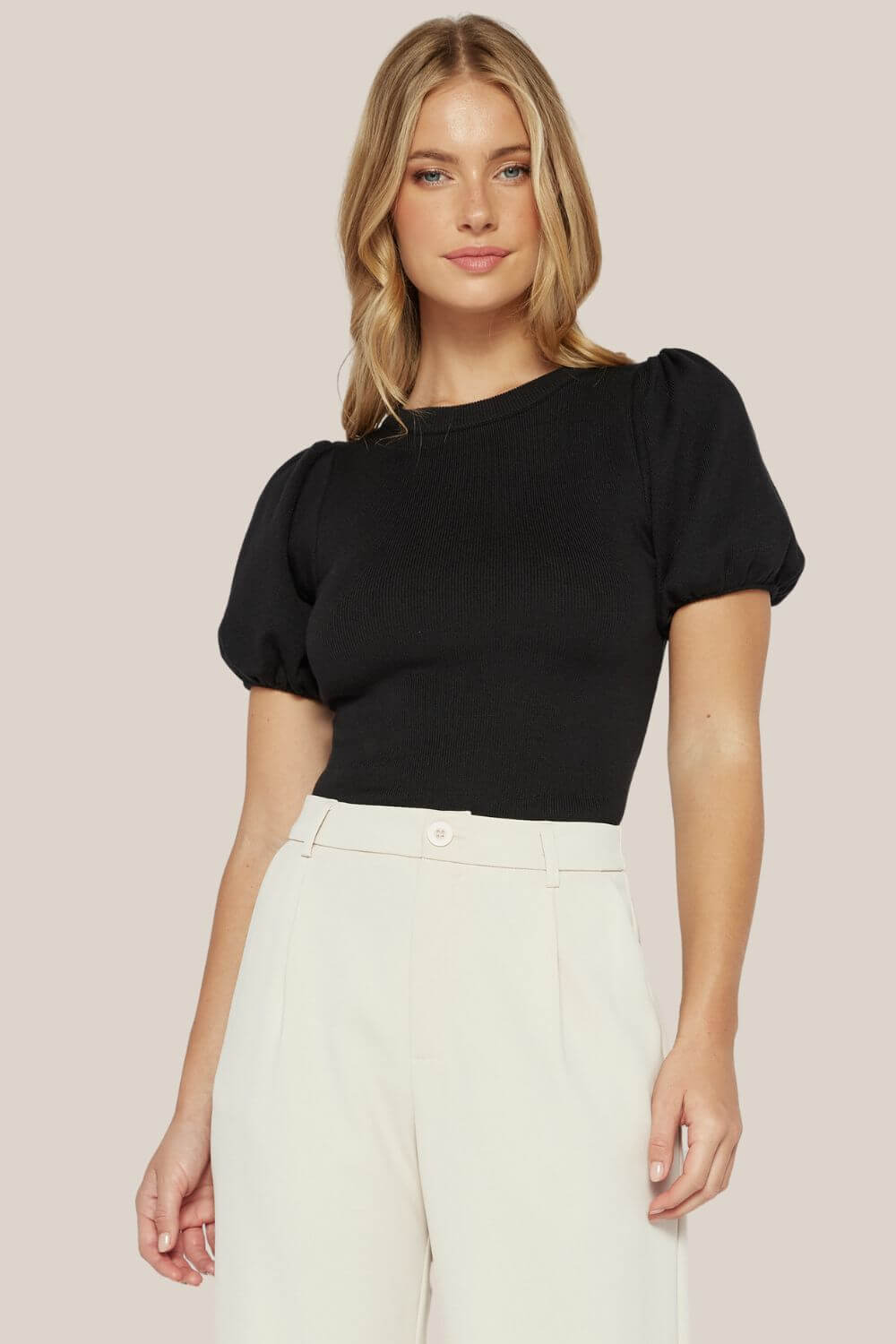 Sally Bubble Sleeve High Neck Knit