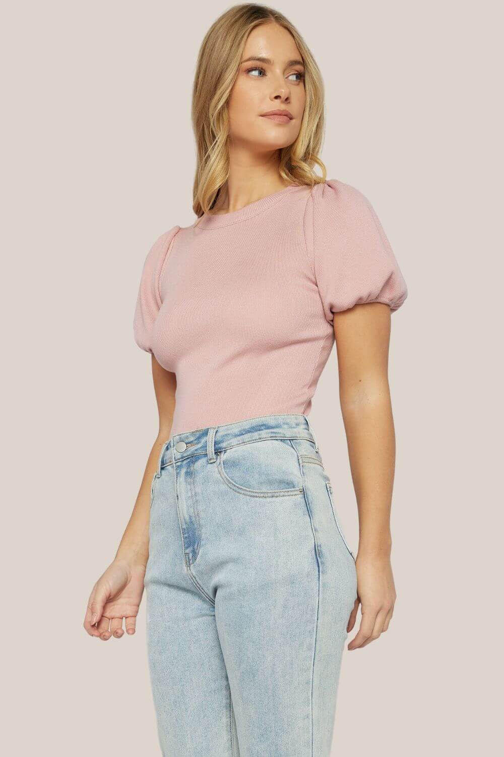 Sally Bubble Sleeve High Neck Knit