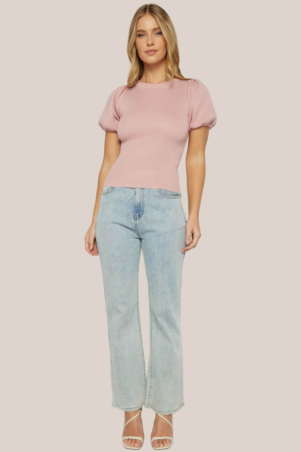 Sally Bubble Sleeve High Neck Knit