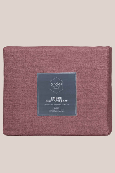 Ardor Boudoir Embre Linen Look Quilt Cover Set - Queen