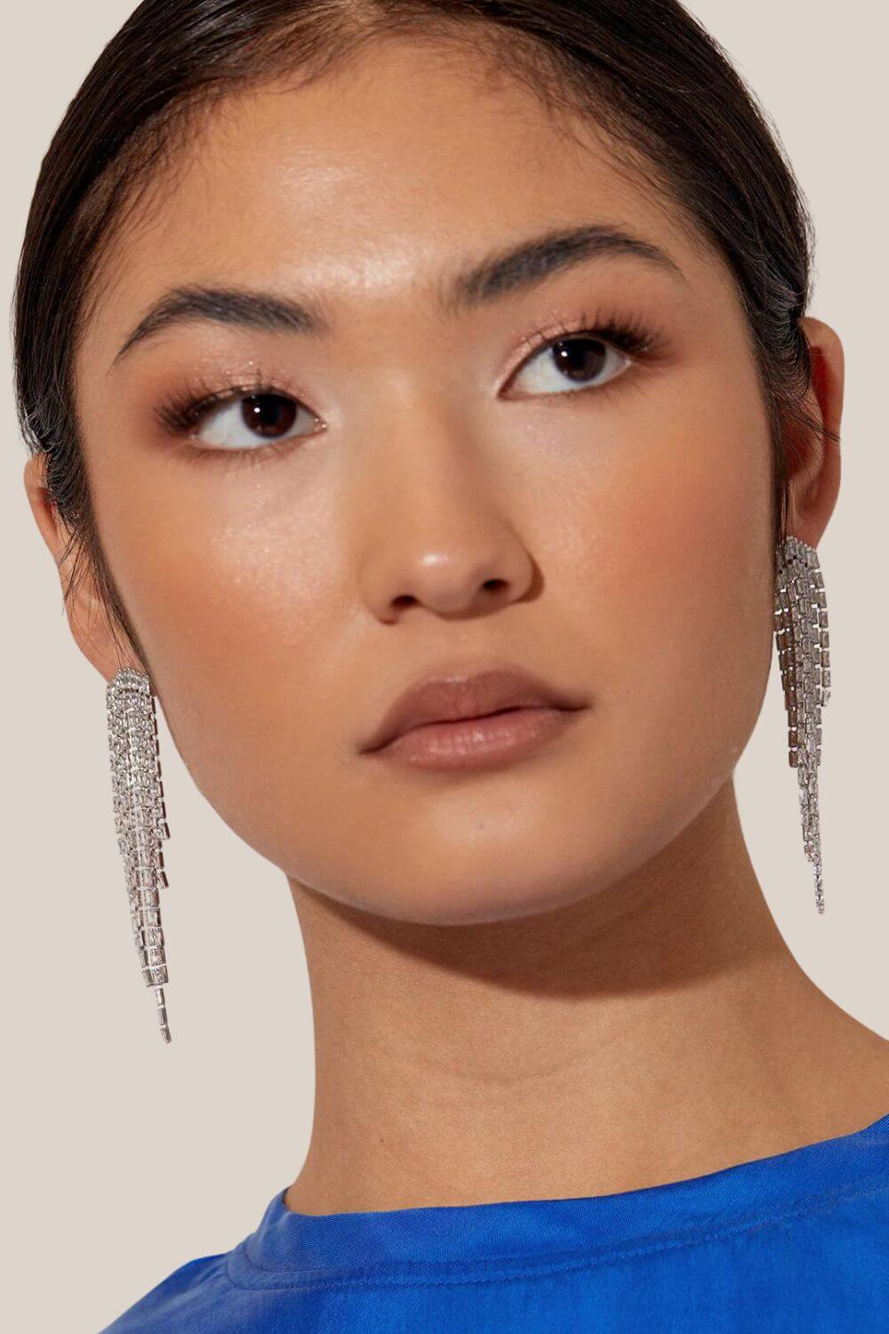 Adorne Baguette Waterfall Earrings