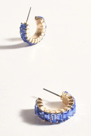Adorne Baguette Jewel Mini Hoops