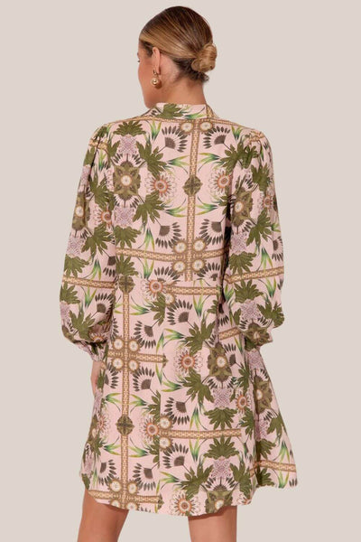 Adorne Mindy Printed Linen Aline Shirt Dress