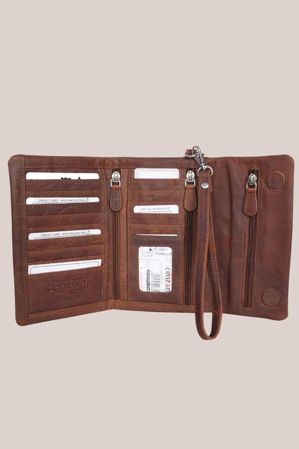 Cenzoni Hairon Foil Trifold Ladies Wallet