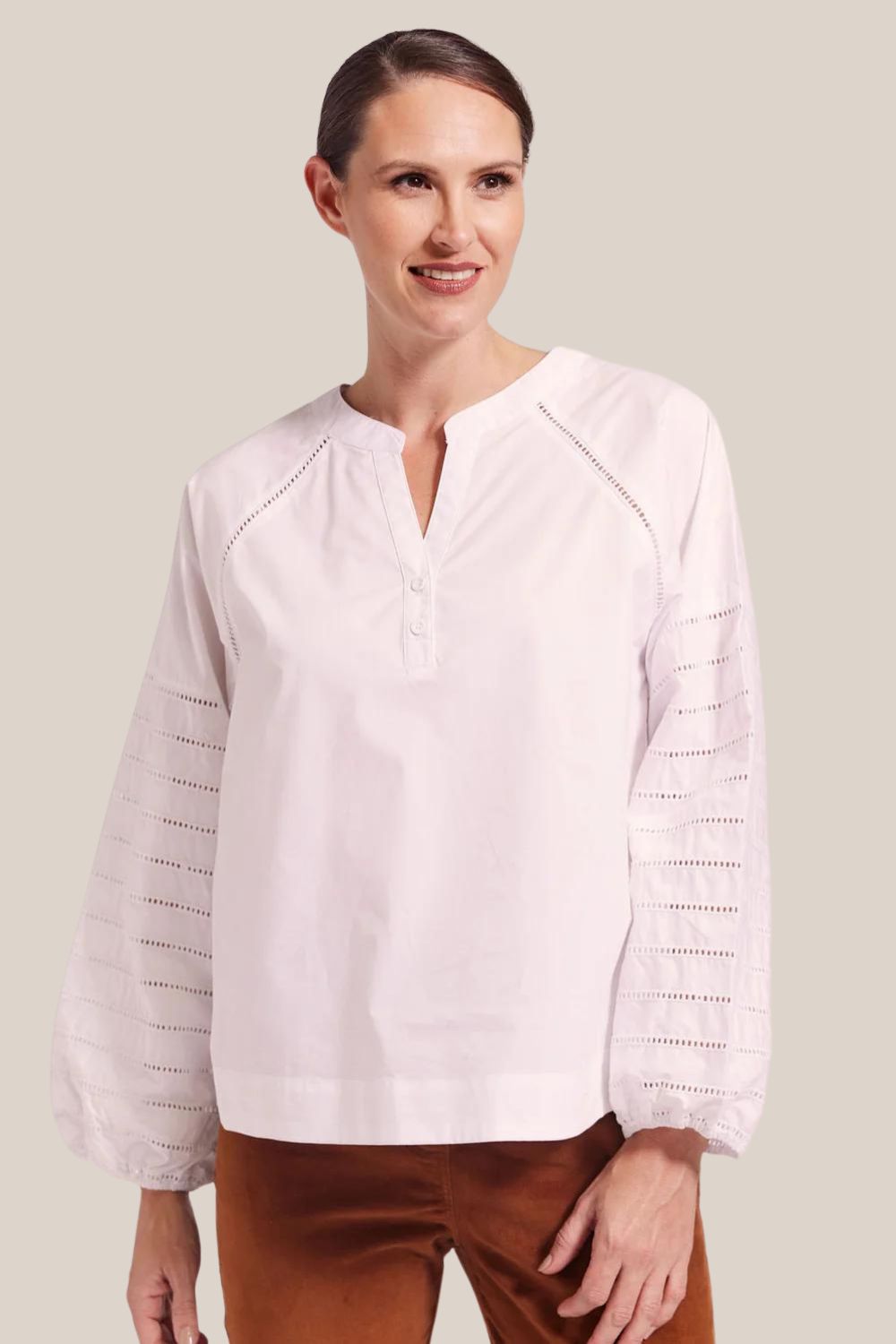 See Saw Cotton Broderie Sleeve Shirt