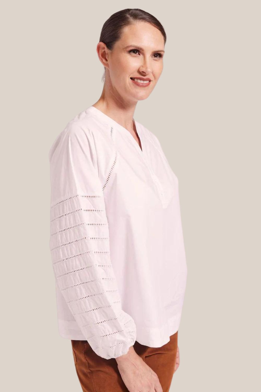 See Saw Cotton Broderie Sleeve Shirt