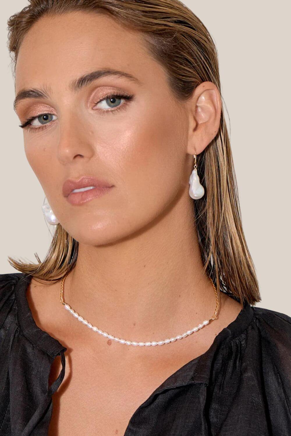 Adorne Fine Pearl Front Chain Back Necklace