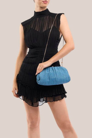 Olga Berg Queenie Gathered Woven Clutch