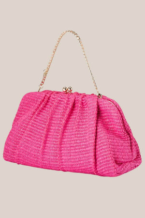 Olga Berg Queenie Gathered Woven Clutch
