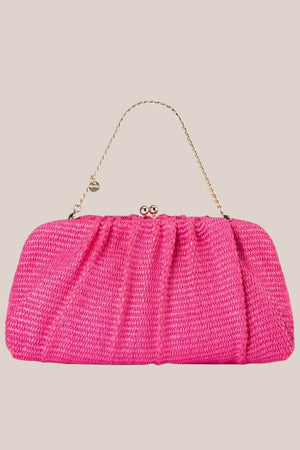 Olga Berg Queenie Gathered Woven Clutch