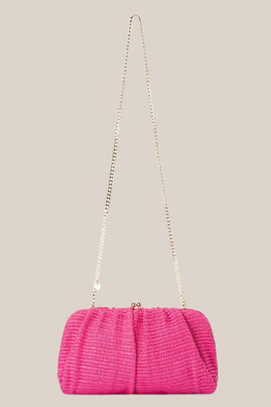 Olga Berg Queenie Gathered Woven Clutch