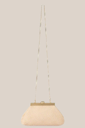 Olga Berg Hanna Woven Straw Clutch