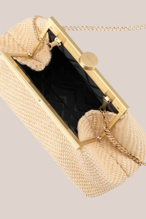 Olga Berg Hanna Woven Straw Clutch