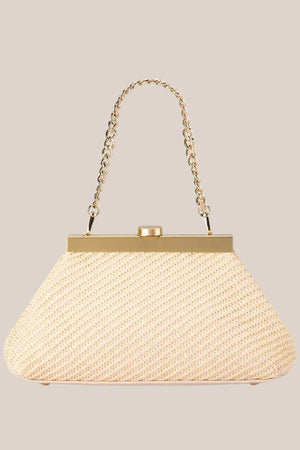 Olga Berg Hanna Woven Straw Clutch
