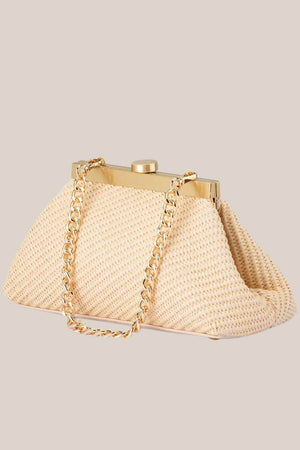 Olga Berg Hanna Woven Straw Clutch