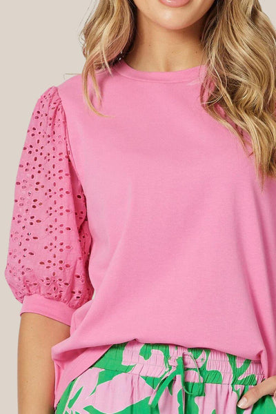 Threadz Lyla Lace Sleeve T-Shirt