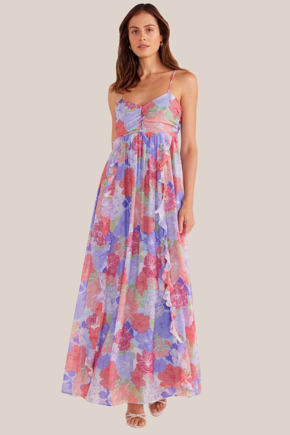 Mink Pink Belle Ruffle Maxi Dress