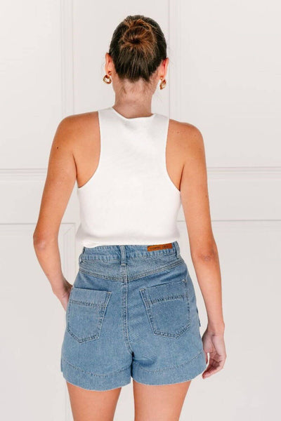 Leah Detailed Denim Short