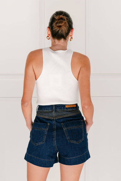 Leah Detailed Denim Short