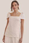 Amelius Mavie Bow Linen Top