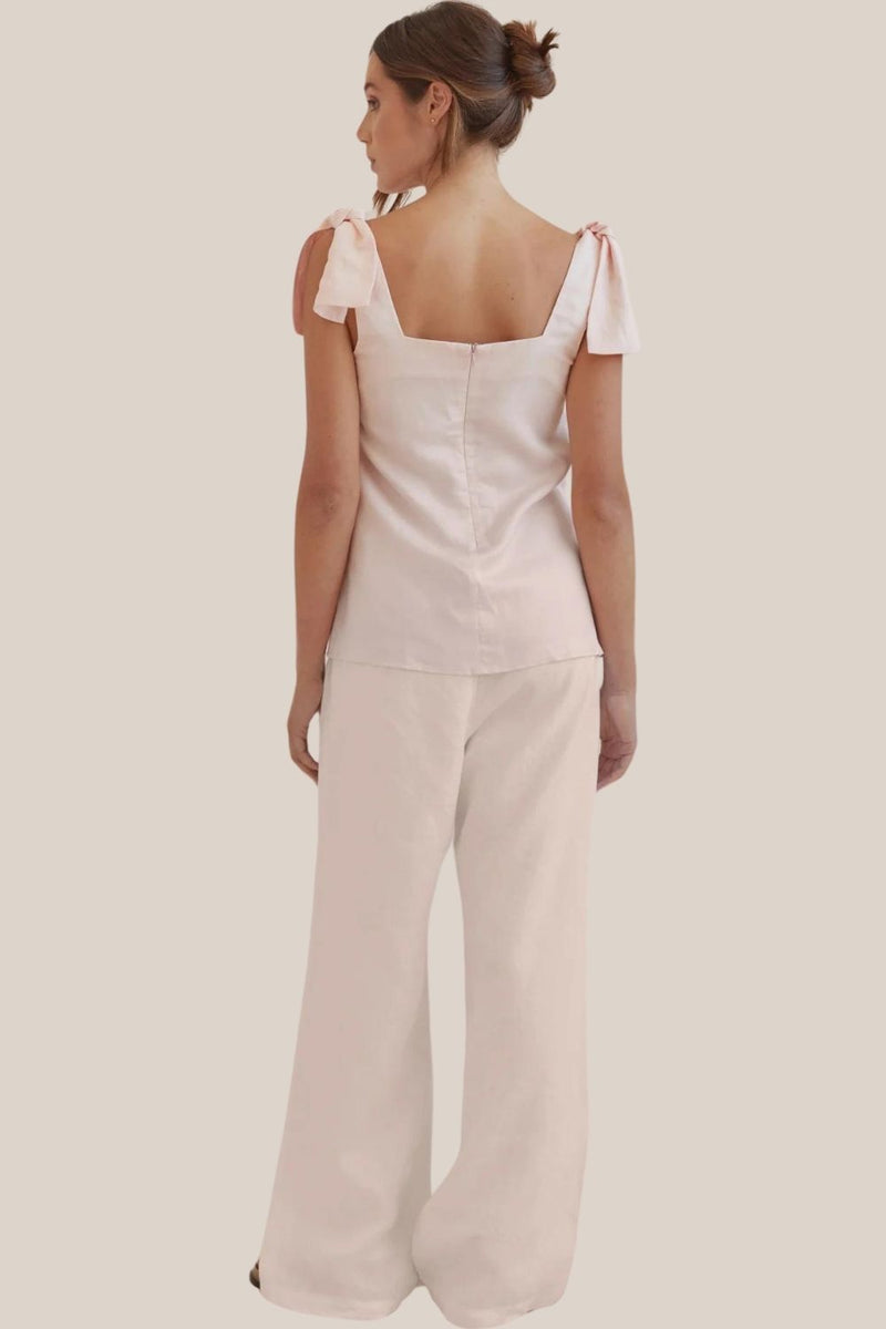 Amelius Mavie Bow Linen Top