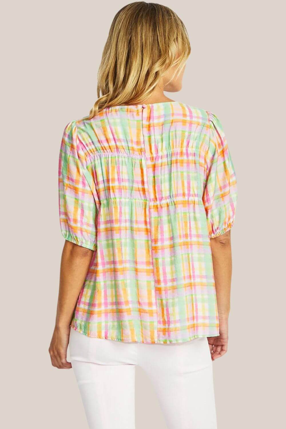 Ping Pong Lizzy Check Gathered Top