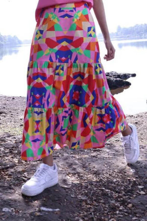 Maude Vivante Ada Kaleidoscope Print Skirt