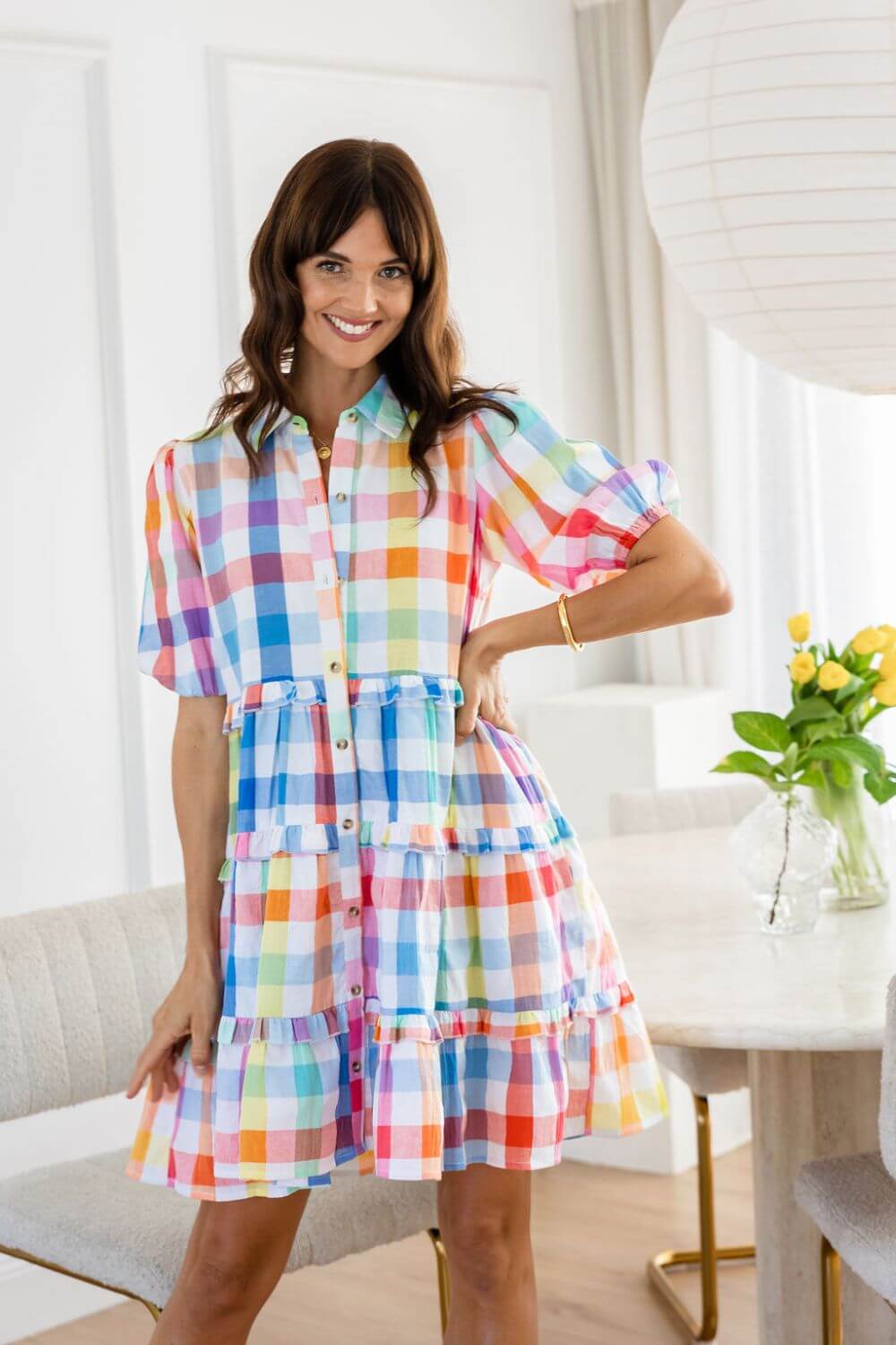 Cactus Rose Gelato Check Dress