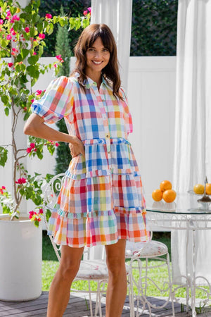 Cactus Rose Gelato Check Dress